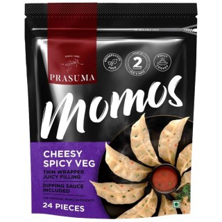 PRASUMA CHEESY SPICY VEG MOMOS - 24PCS