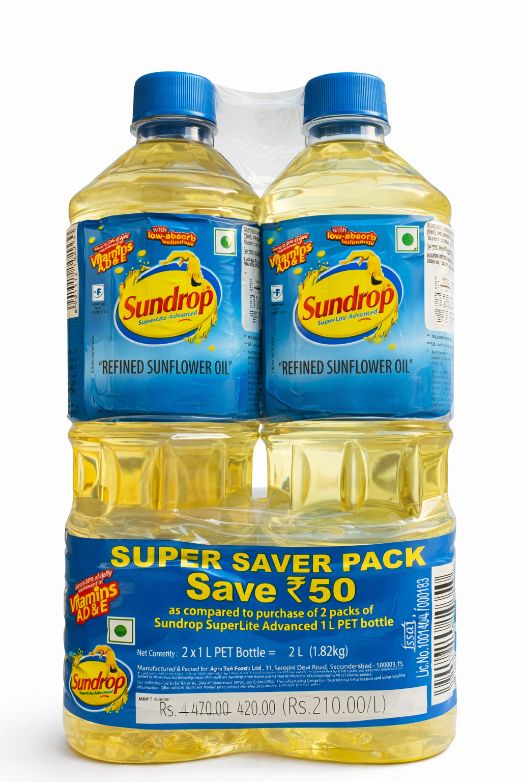 Sundrop Refined Sunflower Oil Combo Pack (1 L + 1 L)