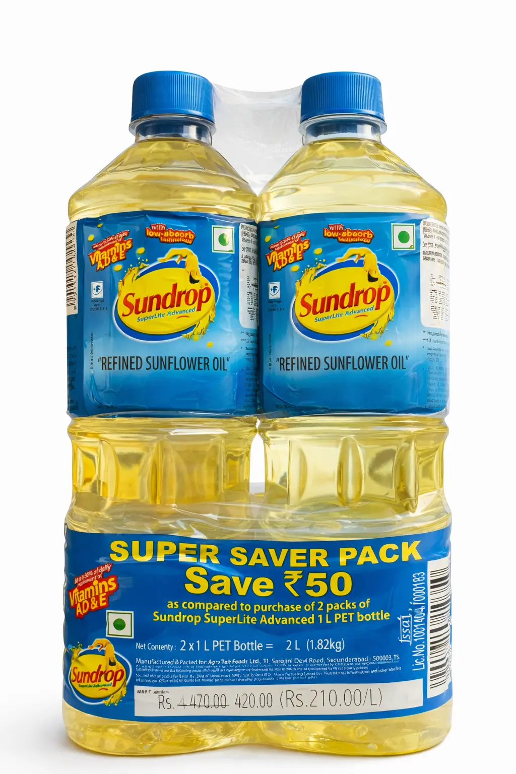Sundrop Refined Sunflower Oil Combo Pack (1 L + 1 L)