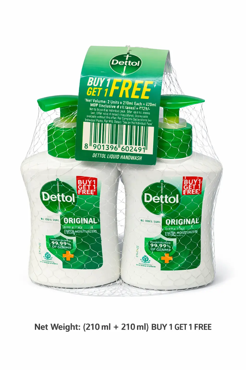 Dettol Original Liquid Handwash - 210 ml (Buy 1 Get 1 Free)