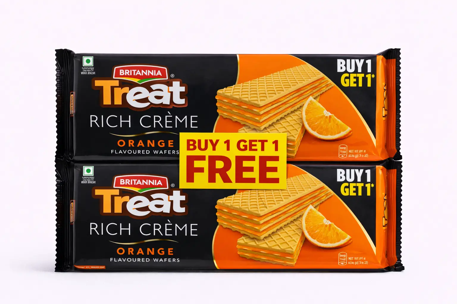 Britannia Treat Rich Crème Orange Wafers (Buy 1 Get 1 Free)