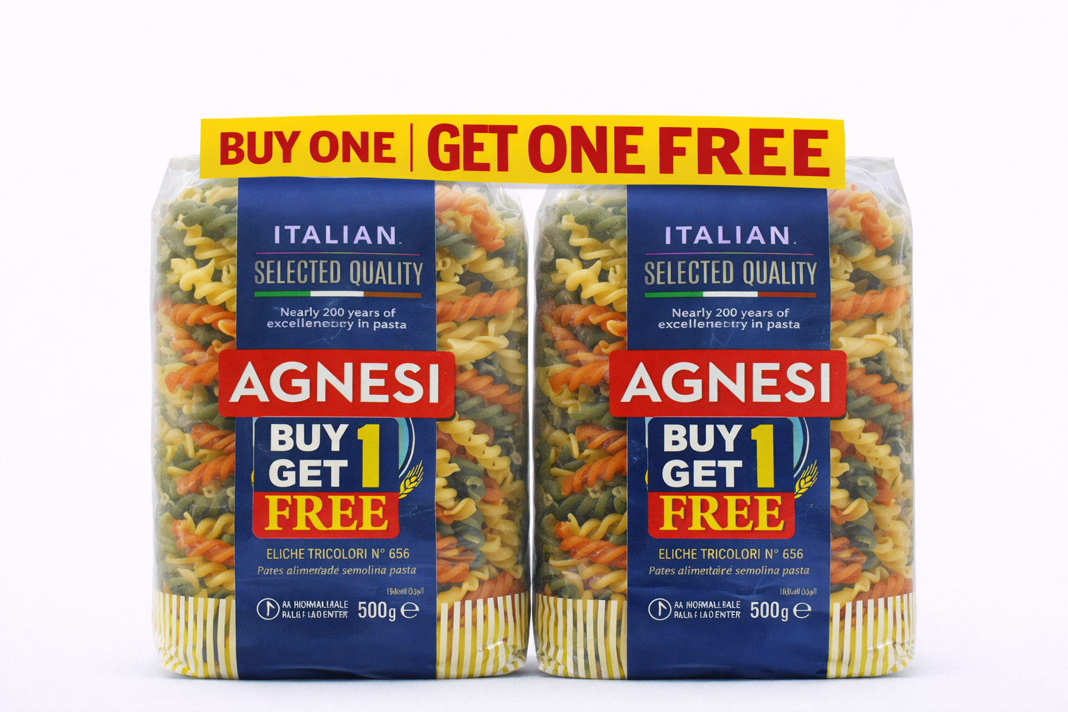 Agnesi Italian Eliche Tricolour Pasta  500 gm Buy 1 Get 1 Free