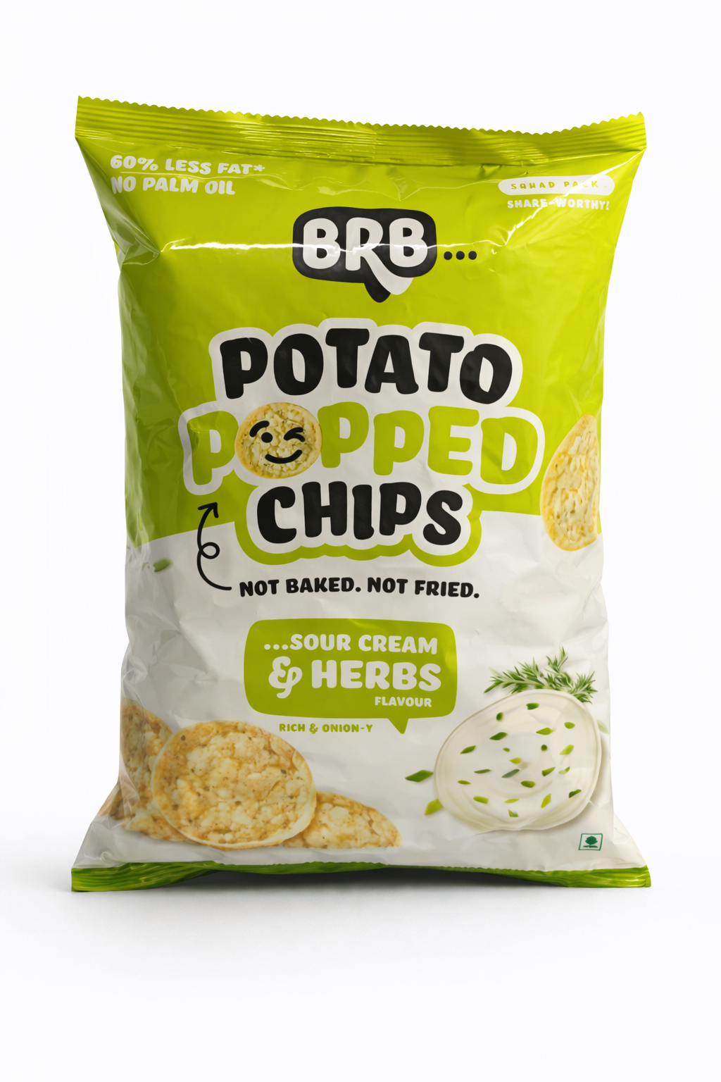 BRB Potato Popped Chips Sour Cream And Herbs Flavour (Rs. 40)