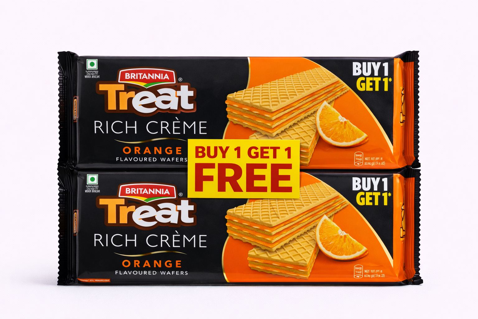 Britannia Treat Rich Crème Orange Wafers (Buy 1 Get 1 Free)