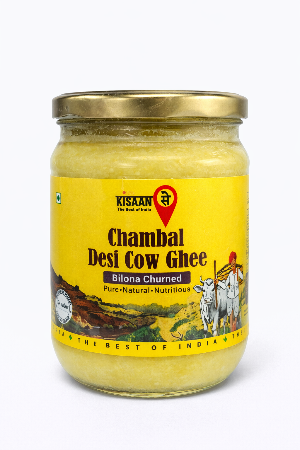 Kisaan Se Chambal Desi Cow Ghee  Bilona Churned - 500 ml