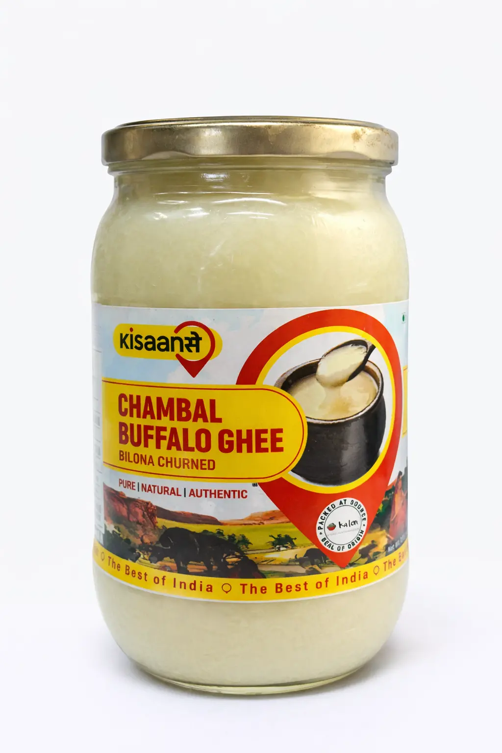 Kisaan Se Chambal Buffalo Ghee - 1 L (Bilona Churned)