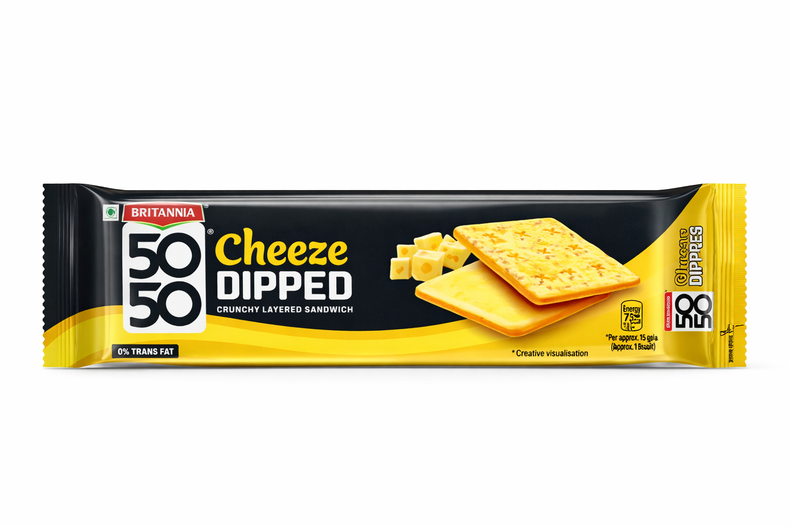 Britannia 50 50 Cheeze Dipped Sandwich Biscuit 150 gm