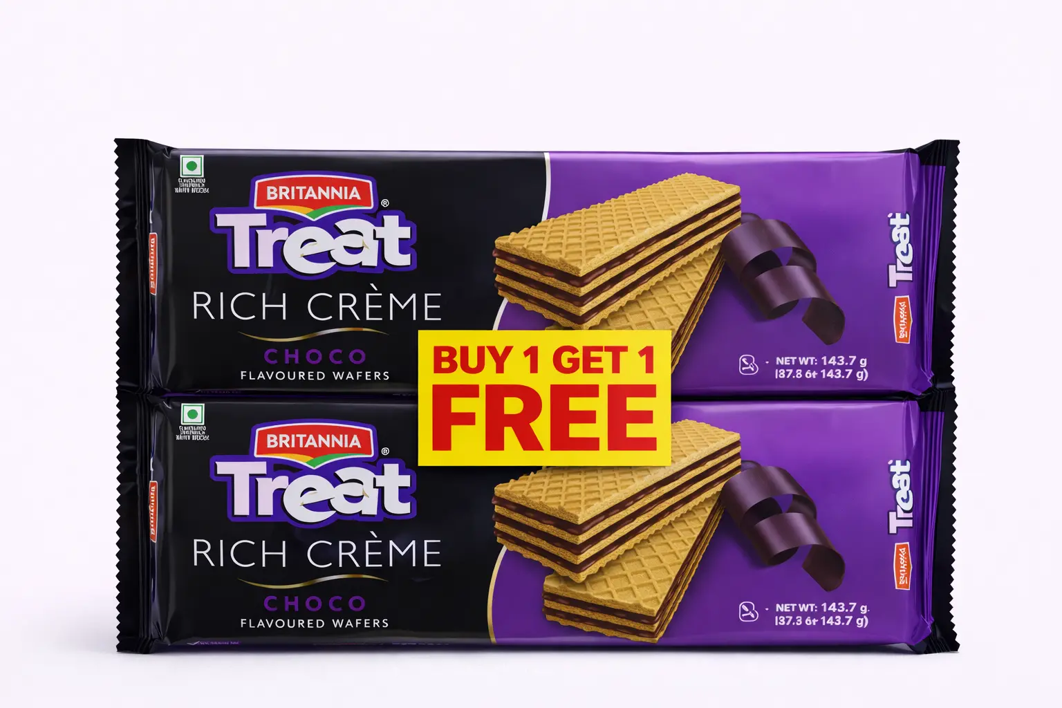 Britannia Treat Rich Crème Choco Wafers (Buy 1 Get 1 Free)