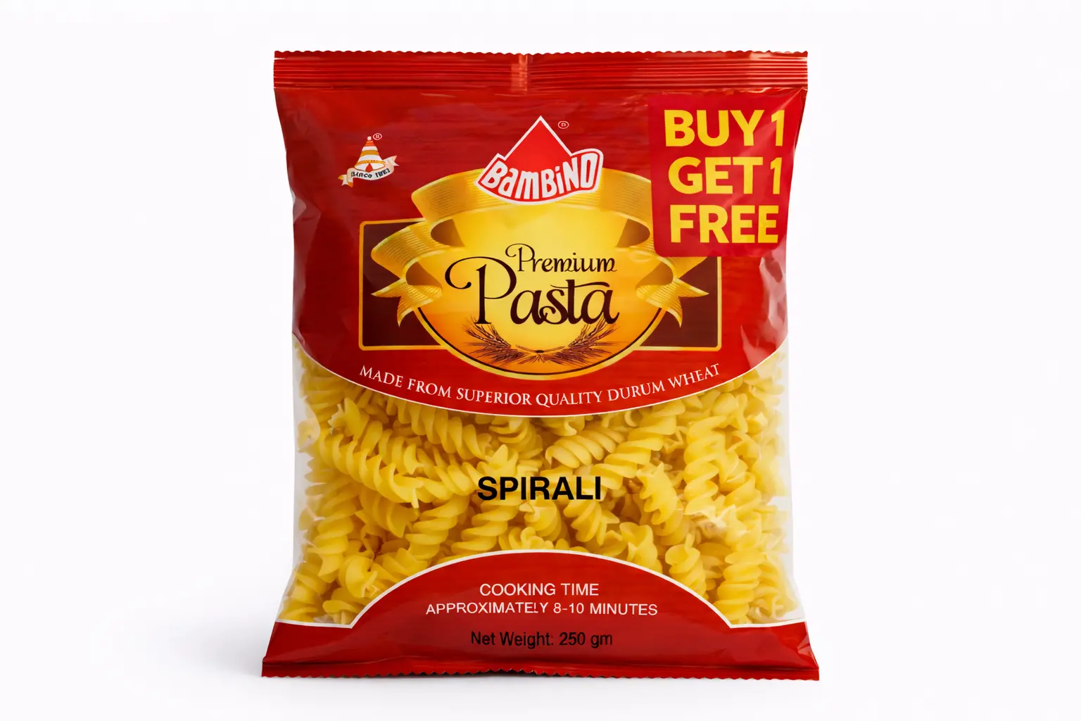 Bambino Premium Pasta Spirali - 250 gm (Buy 1 Get 1 Free)