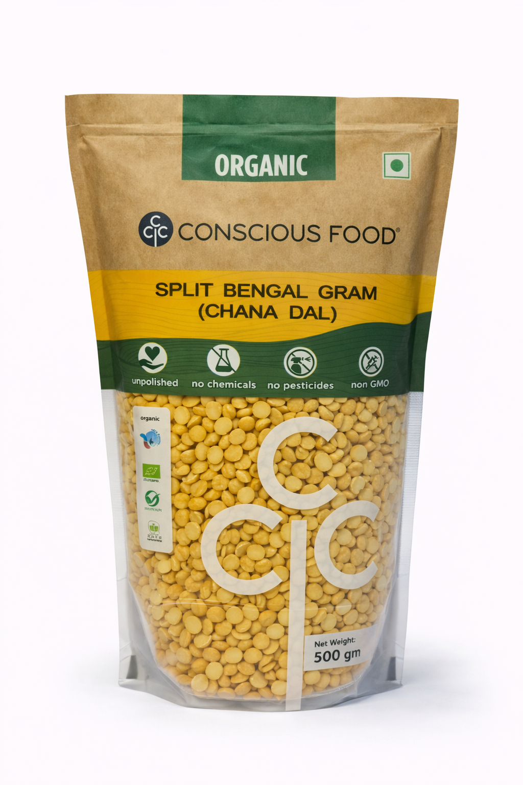 Conscious Food Organic Split Bengal Gram (Chana Dal) - 500 gm