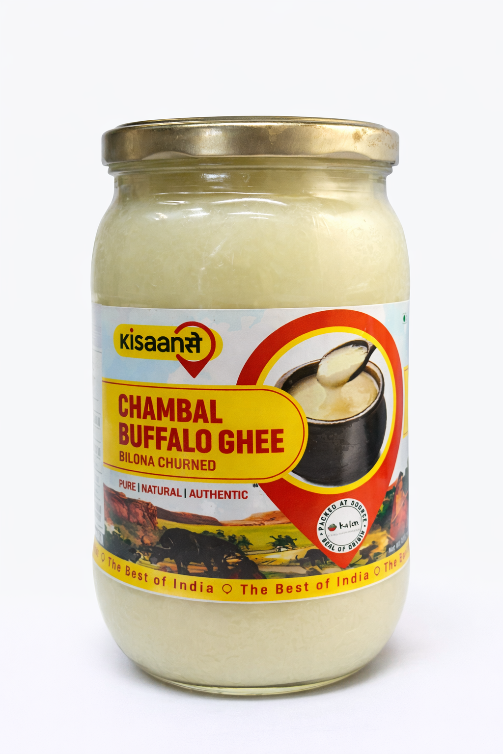 Kisaan Se Chambal Buffalo Ghee - 1 L (Bilona Churned)